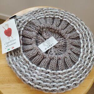 NWT cappellificio fiorentino beret Knit gray white Wool Blend Made in Italy